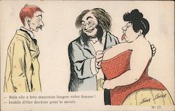 "Your Wife Has a Very Bad Tongue"  No Need for a Doctor Xavier Sager Postcard Postcard Postcard