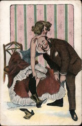 Doctor Resting Head on Woman's Chest Series 412 Postcard