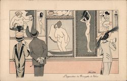 Well Dressed Men And Women Look At A Museum's Gallery WithPaintings Of A Variety Of Naked Women Series 553 Xavier Sager Postcard Postcard