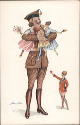 WWI Soldier with an arm full of petite adoring women Series 43 Xavier Sager Postcard Postcard Postcard