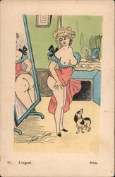 Topless Woman in Nightgown Exposes Her Bottom In Mirror Xavier Sager Postcard Postcard Postcard