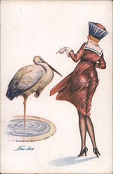 The swan and the crane Series 103 Xavier Sager Postcard Postcard Postcard