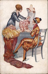 One woman showing another woman lingerie. Series 160 Xavier Sager Postcard Postcard Postcard