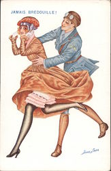 WWI Soldier Chases Woman with Exposed Stockings Series 40 Postcard