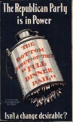 1908 Bryan: The Republican Party is in Power, The Bottom is Out of the Political Postcard Postcard Postcard