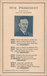 Our President Dedicated to Calvin Coolidge Postcard