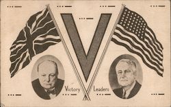 Victory Leaders Churchill & FDR Postcard