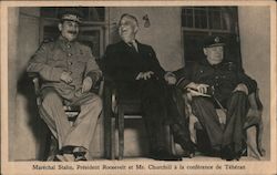 Marechal Stalin, President Roosevelt et Mr. Churchill a la Postcard