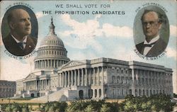 We Shall Vote For The Prohibition Candidates Chafin Watkins Political Postcard Postcard Postcard