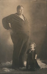 Large Man with Tiny Woman Postcard