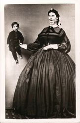 Large Woman Holding Tiny Person Sideshow Circus Postcard Postcard Postcard