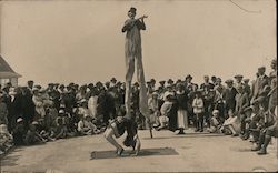 Acrobat and Clown on Stilts Perform for a Crowd Circus Postcard Postcard Postcard