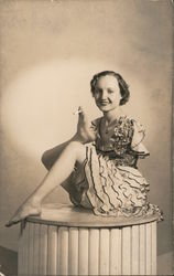 1938 Armless Frances O'Connor smoking a cigarette with her toes Oroville, CA Circus Postcard Postcard Postcard