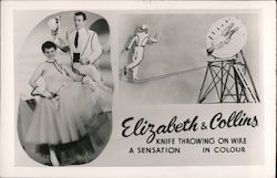 Elizabeth & Collins, Knife Throwing on Wire Circus Postcard Postcard Postcard