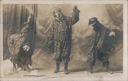 Three Clowns Performing Postcard