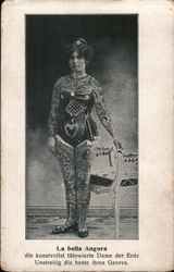 La bella Angora Tattooed Lady Circus Postcard Postcard Postcard