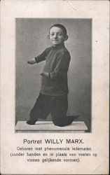 Portret Willy Marx No Hands or Feet Circus Postcard Postcard Postcard