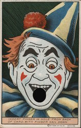 Clown Face "Insert Finger in Hole From Back of Card Postcard