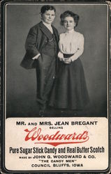 Mr. and Mrs. Jean Bregant selling Woodward's Postcard