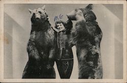 Trained Bears Dompteuse Betty - Circus Kapitan Alfred Schneider Postcard Postcard Postcard