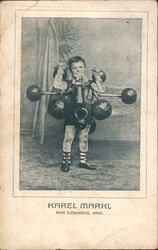 Strongman Child Karel Markl Circus Postcard Postcard Postcard