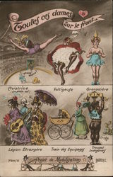 French Acrobats and Clowns Circus Postcard Postcard Postcard