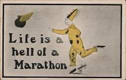 Clown: Life is a hell of a marathon Circus Postcard Postcard Postcard