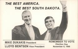 Dukakis/Bentsen The best america. the best South Dakota Political Postcard Postcard Postcard