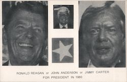 Ronald Reagan or John Anderson or Jimmy Carter for President in 1980 Postcard