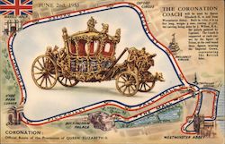 Coronation Coach - Official Souvenir, Queen Elizabeth II Royalty Postcard Postcard Postcard