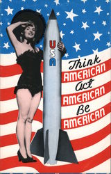 Think American, Act American, Be American Patriotic Postcard Postcard Postcard