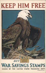 WWI, Eagle and Airplanes - Buy War Savings Stamps Postcard