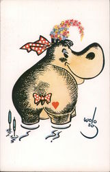 Hippo Hamburgers Postcard