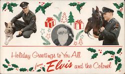 Holiday Greetings to you all from Elvis and the Colonel Celebrities Postcard Postcard Postcard