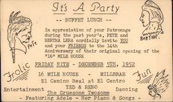 It's A Party, Buffet Lunch, 16 Mile House Millbrae, CA Postcard Postcard Postcard