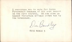 Vote for Jerry Fitzgerald Correspondence Card Postcard