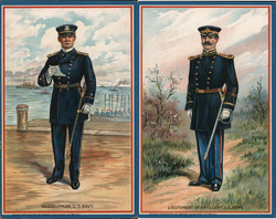 Set of 2: Educational Series Midshipman, Lieutenant of Artillery Military Postcard Postcard Postcard