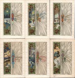 Set of 6: Art Nouveau / Arts & Crafs Style Thanksgiving Series 937 Postcard Postcard Postcard