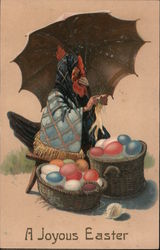 A Joyous Easter: Chicken with Baskets of Eggs Postcard