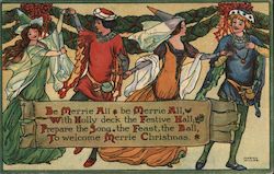 Men and Women Dancing at a Christmas Ball Marion Miller Postcard Postcard Postcard