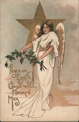 Peace on Earth Good Will Toward Men: Angel and Star Postcard