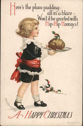 A Little Girl Carrying Plum Pudding on a Plate Postcard