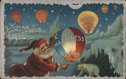 Santa With Lanterns Postcard