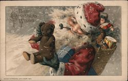 Best Christmas Wishes - Santa Claus with Toys Postcard Postcard Postcard