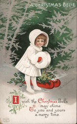 Child in White With Sled: A Christmas Belle Children Ellen Clapsaddle Postcard Postcard Postcard