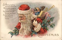 Santa With Bag of Toys: Christmas Postcard