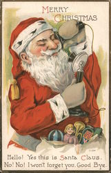 Merry Christmas - A Phone Call From Santa Santa Claus Postcard Postcard Postcard