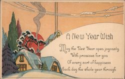 A New Year Wish - Winter Landscape Postcard