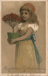 Child Holding Flowers Children Postcard Postcard Postcard