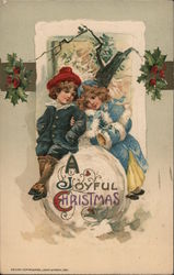 A Joyful Christmas - Children with Holly and Ornament Postcard